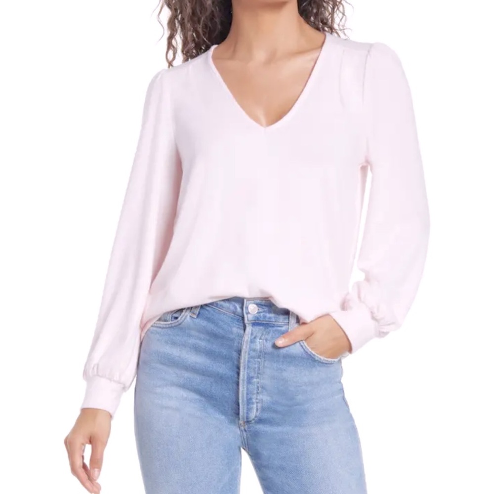 GIBSONLOOK Fleece Blouson Sleeve Top Size Medium Lotus Pink